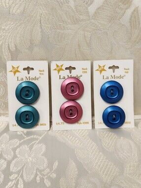La Mode Aqua Blue Pink Buttons Size 28MM - Made In Italy Round Nwt